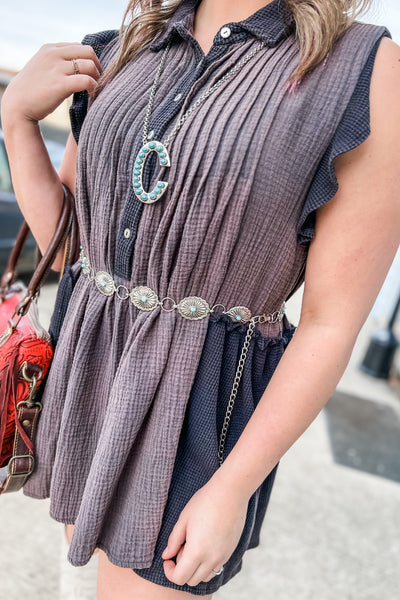 Turquoise + Silver Concho Belt