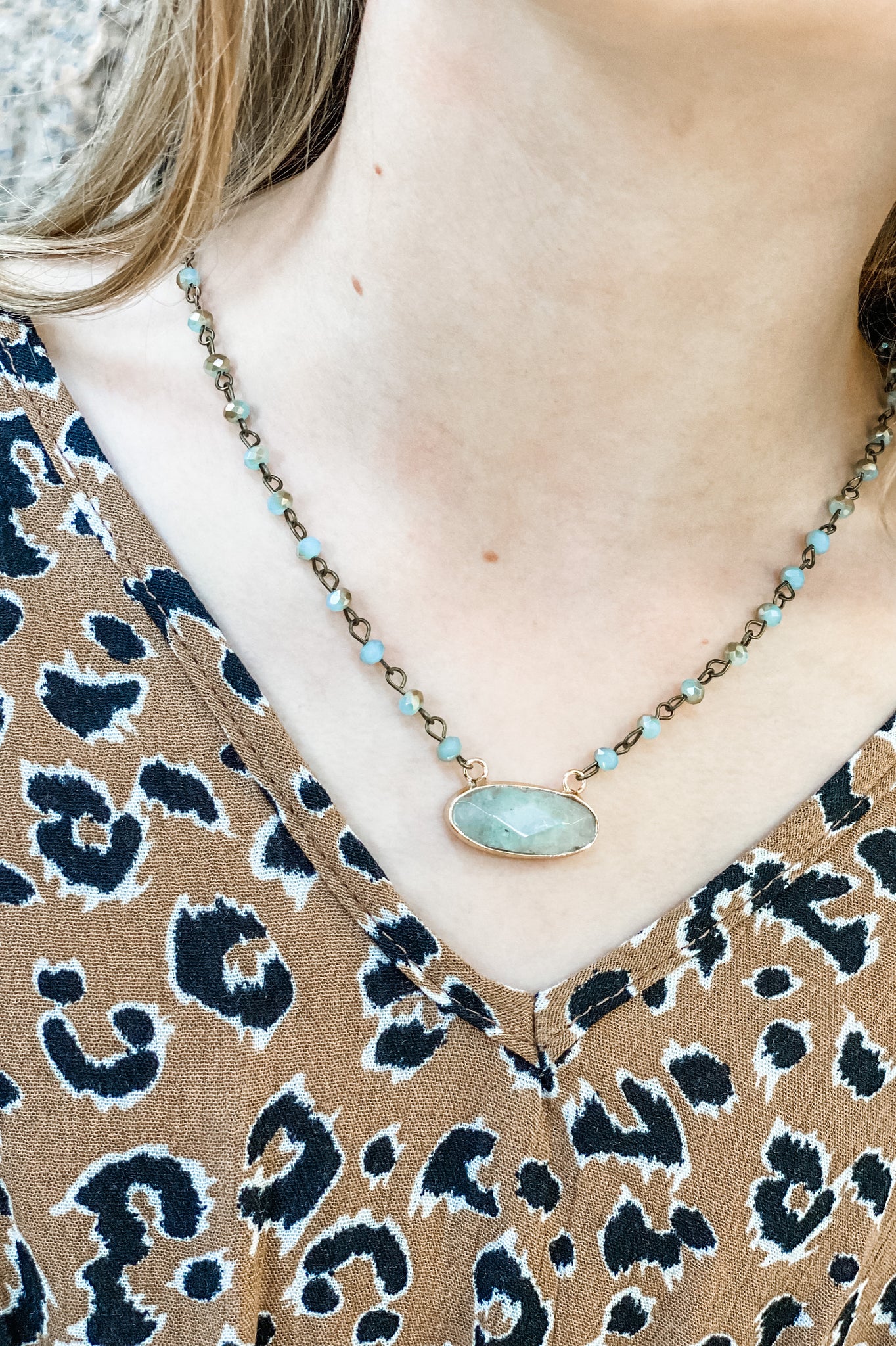 The Kara Turquoise Beaded Pendant Necklace