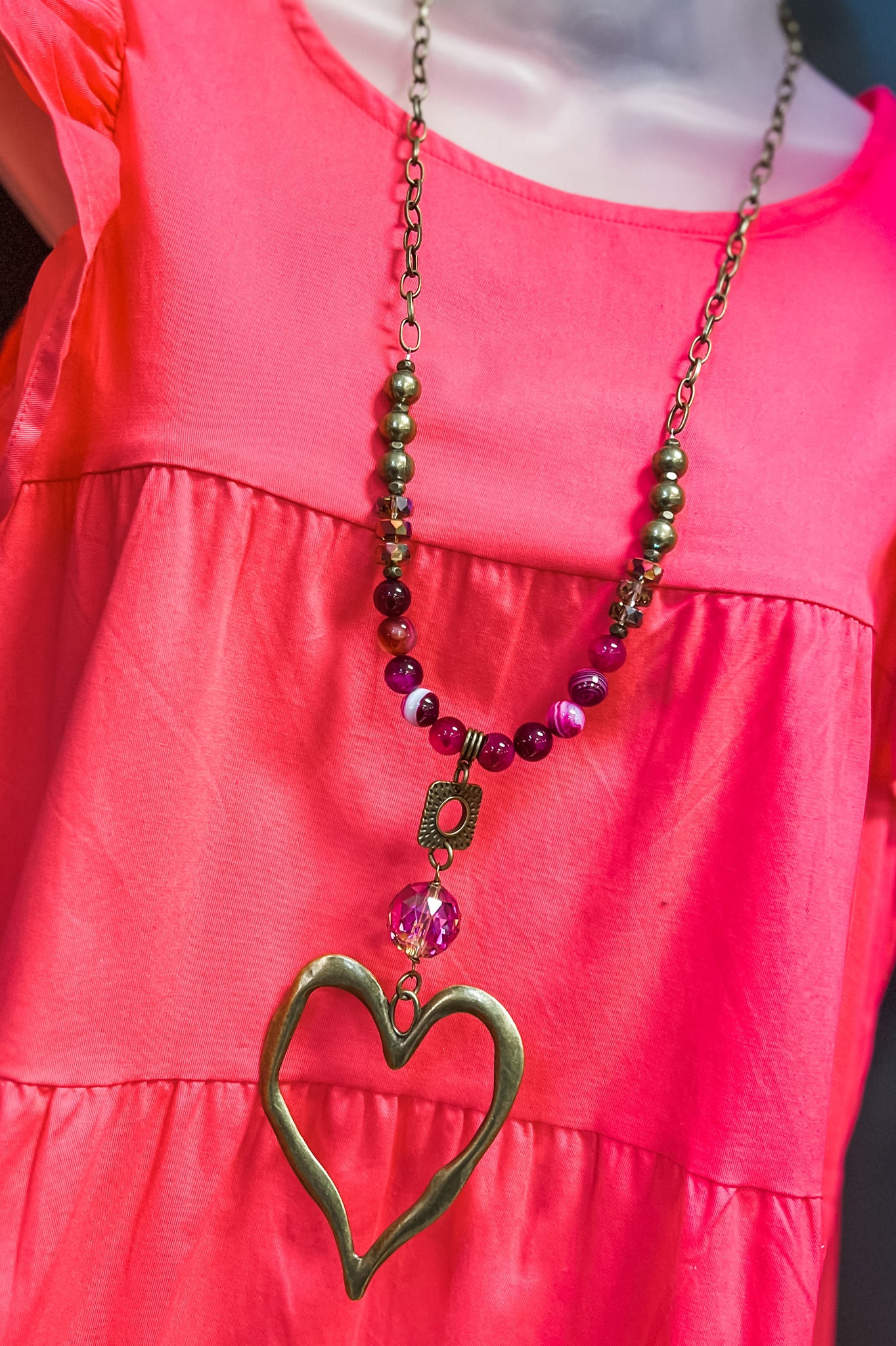 Scooples Mulberry Crystal Heart Necklace