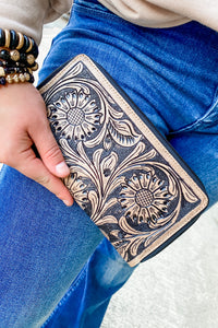 Tooled Leather Sunflower Wallet