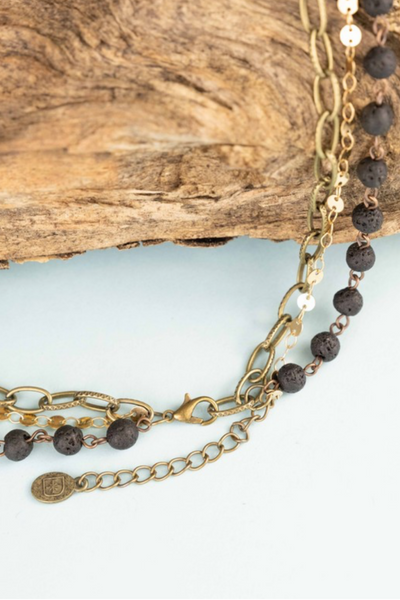 Black + Bronze Triple Layer Necklace