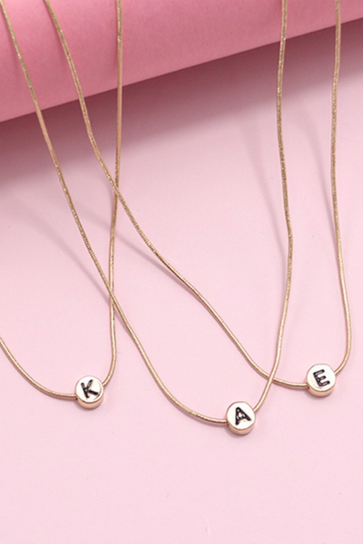 Gold Dot Initial Necklace