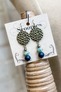 Scooples Black Aqua Seaglass Earrings