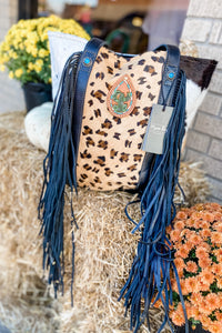 Leopard + Cowhide Fringe Shoulder Bag