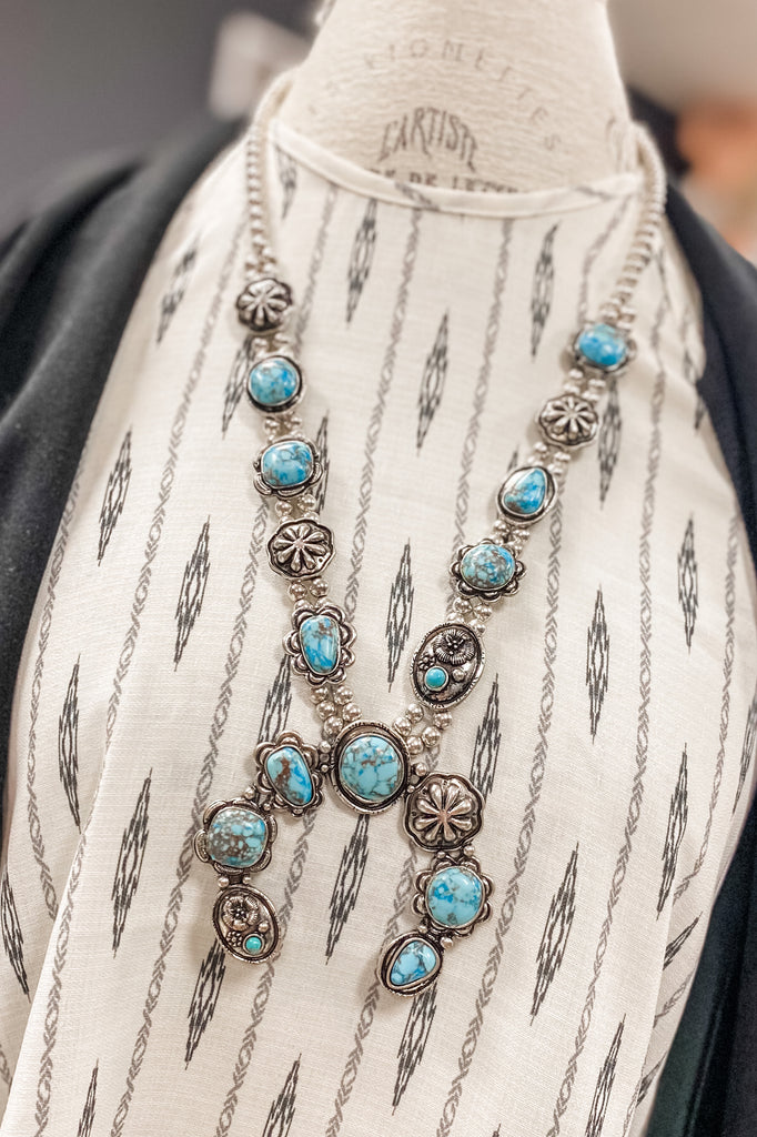 Western Concho Squash Blossom Gemstone Pendant Necklace – The