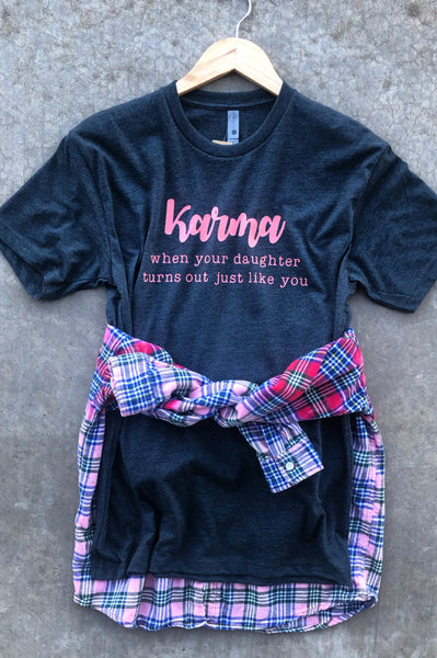 Karma Charcoal + Pink Graphic Tee