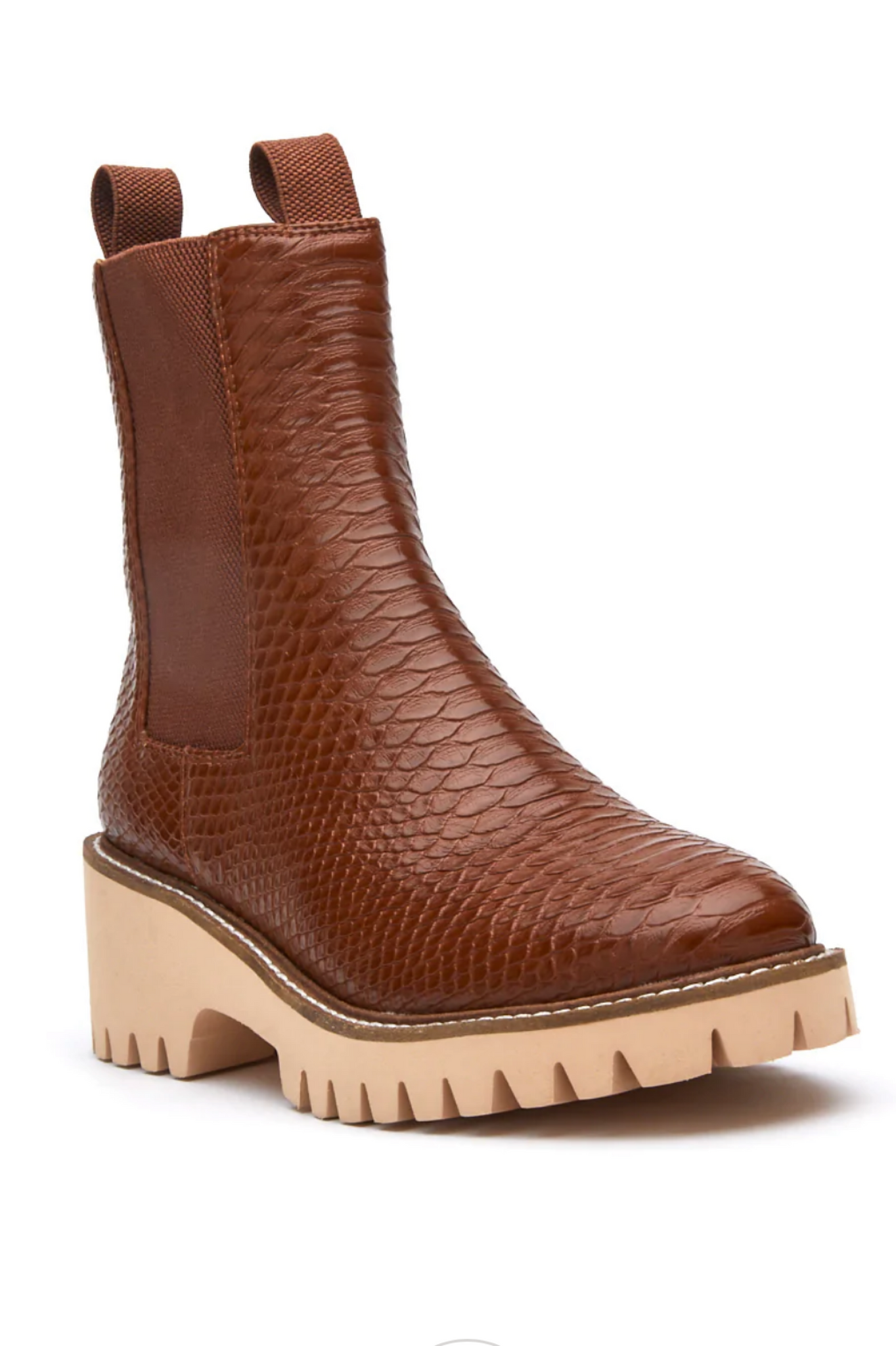 Coconuts Chase Snake Booties - Cognac