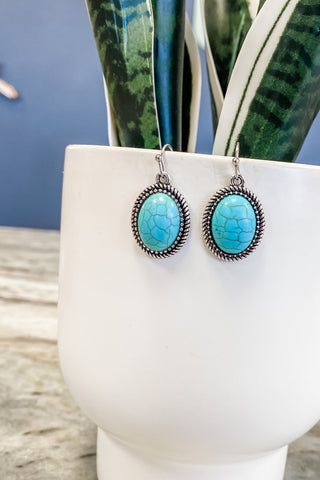 Turquoise Oval Concho Earrings