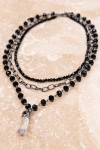 Black Layered Crystal Necklace